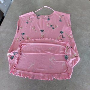 JOE FRESH Women's Pink Sleeveless Top w/Palm Trees Giraffe Print - Size Medium